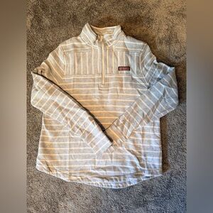 Vineyard Vines Soft Blue and White Stripped 1/4 Zip